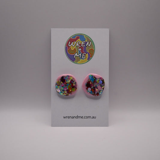 Bubblegum Pink Glitter Statement studs