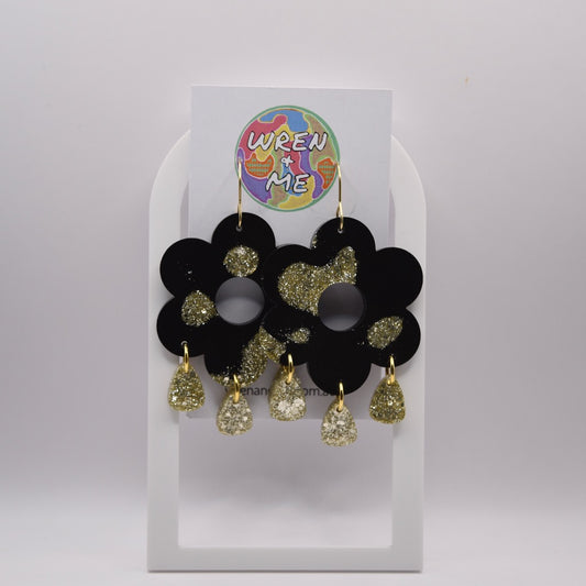 Black Flower Large dangles