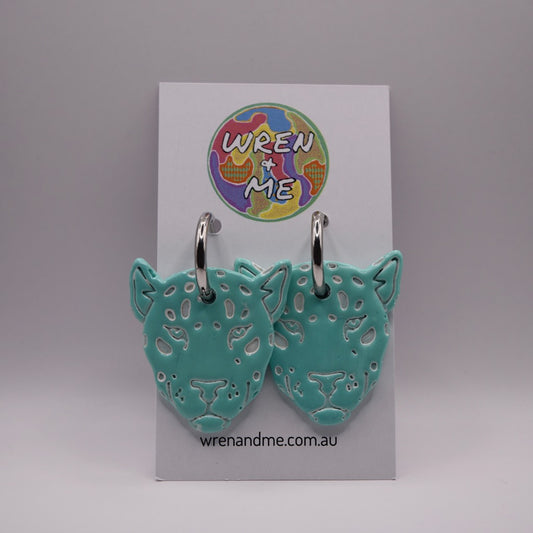 Aqua leopard Large Dangles